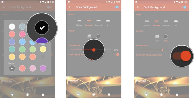 Chọn màu đen như trong hình, kéo thanh Transparency đến 60%, bật Draw Behind Navigation Bar Chọn màu đen như trong hình, kéo thanh Transparency đến 60%, bật Draw Behind Navigation Bar