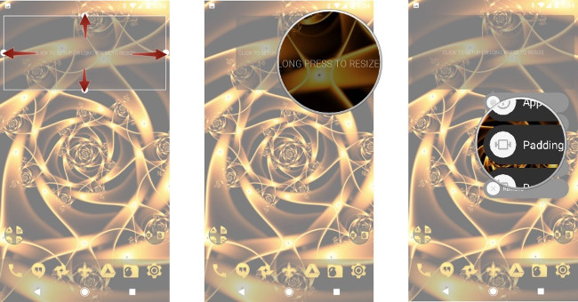 Nhấn vào Widget để điều chỉnh, nhấn Padding rồi kéo đến sát 2 cạnh màn hình Nhấn vào Widget để điều chỉnh, nhấn Padding rồi kéo đến sát 2 cạnh màn hình