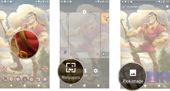 Giữ ảnh nền, chọn Wallpapers, chọn Pick Image Giữ ảnh nền, chọn Wallpapers, chọn Pick Image