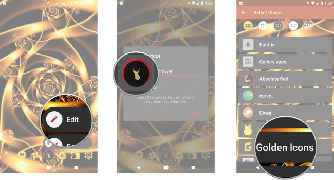 Chọn Edit, nhấn hộp chứa icon, chọn Golden Icons Chọn Edit, nhấn hộp chứa icon, chọn Golden Icons