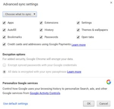 Cài đặt đồng bộ hóa Chromebook