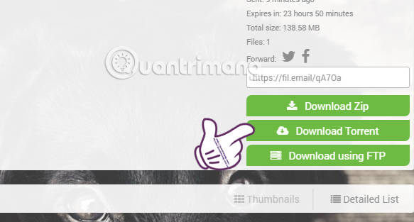 Tải tập tin trên Filemail