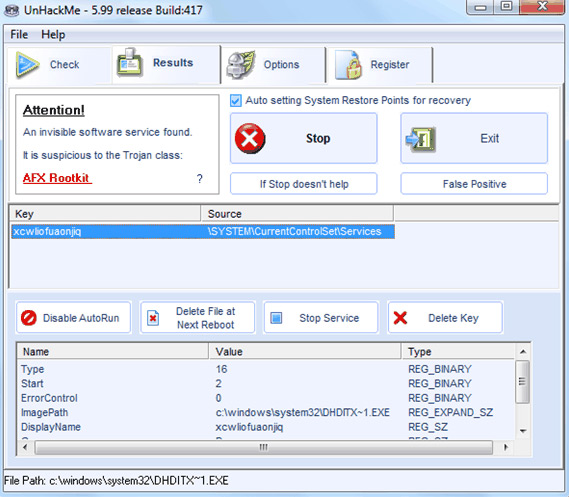Giao diện của UnHackMe