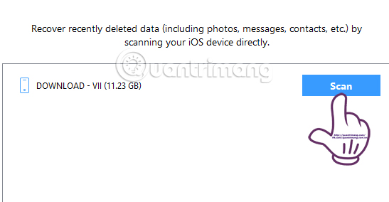 Quét dữ liệu trên thiết bị iPhone