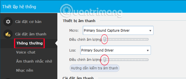 Điều chỉnh âm thanh trên TalkTV Điều chỉnh âm thanh trên TalkTV