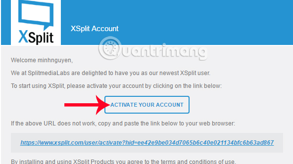 Kích hoạt tài khoản đăng ký XSplit Broadcaster