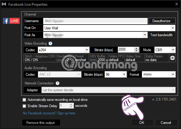 Quay lại giao diện XSplit Broadcaster
