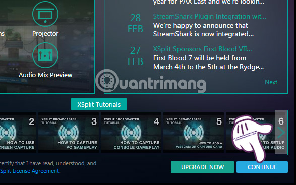 Giao diện XSplit Broadcaster