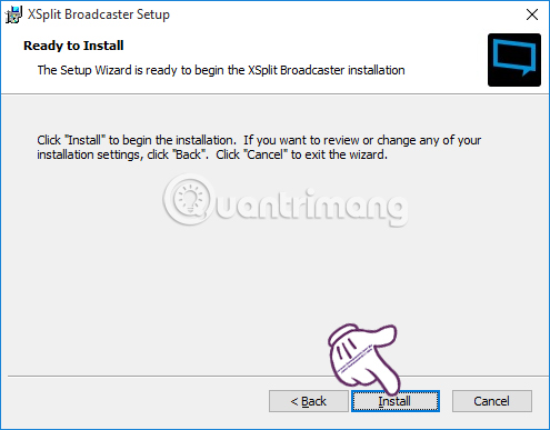 Nhấn install cài đặt XSplit Broadcaster