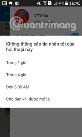 Thời gian tắt thông báo 