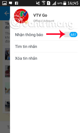 Tùy chọn nhận thông báo
