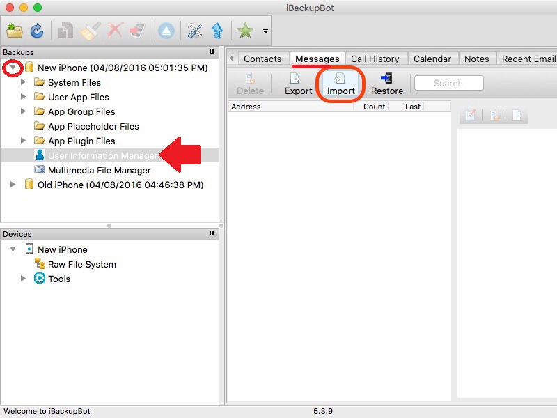 Nhập dữ liệu sao lưu tin nhắn Nhập dữ liệu sao lưu tin nhắn