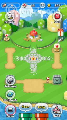 Danh sách tùy chọn trong Super Mario Run