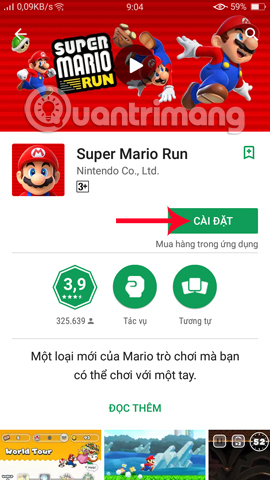 Cài đặt trò chơi Super Mario Run