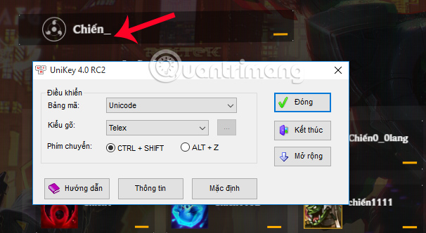 Bật công cụ gõ Tiếng Việt