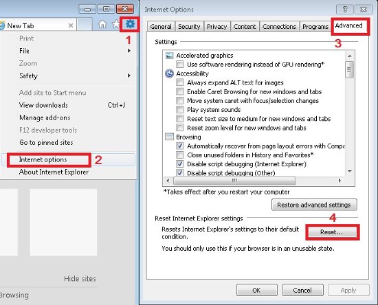 Cài đặt trong Internet Explorer