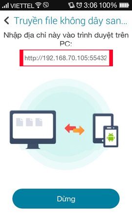 Gửi dữ liệu qua WiFi bằng ASUS File Manager