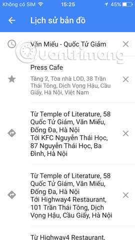 Danh sách lịch sử tìm kiếm Danh sách lịch sử tìm kiếm