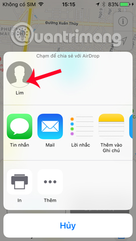 Chia sẻ bản đồ cho thiết bị iOS