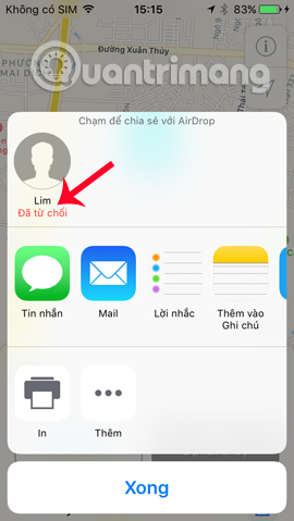 Từ chối nhận dữ liệu