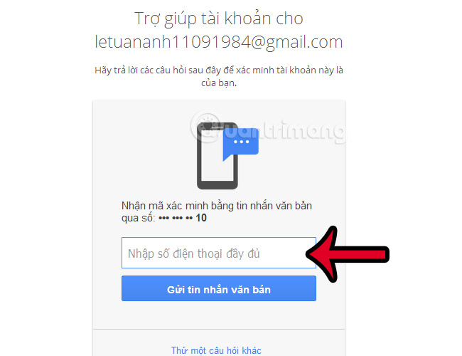 Số điện thoại mà bạn đã xác nhận Nhập số điện thoại