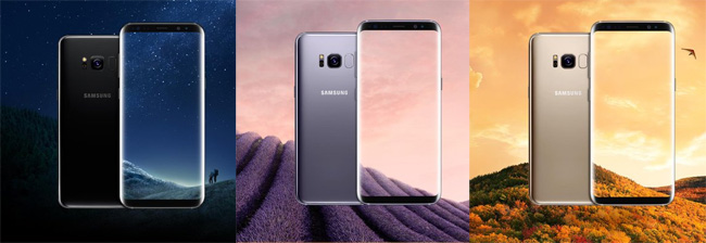 Màu sắc Galaxy S8 nhìn từ mặt trước