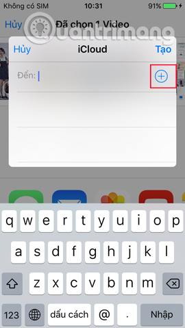 Chọn người gửi qua iCloud