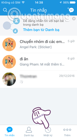 Nhấn chọn mục Nhật ký