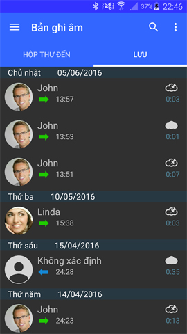 Lưu trữ ghi âm Dropbox, Google Drive
