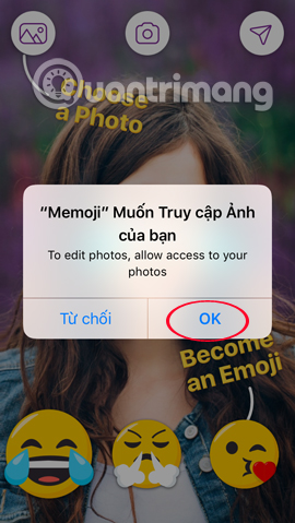 Memoji truy cập album