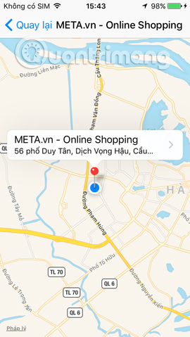 Mở bản đồ tìm vị trí