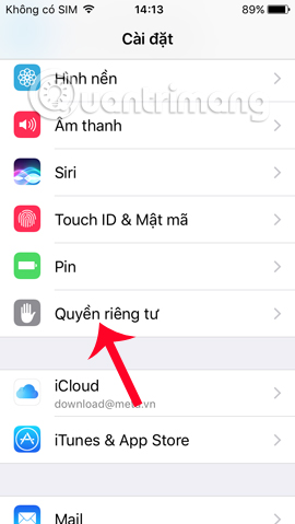 Cài đặt riêng tư trên thiết bị