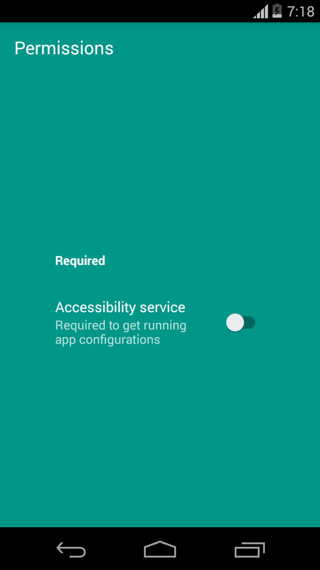 Mở ứng dụng, bật công tắc Accessibility service trên màn hình