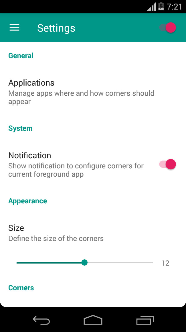 Bật công tắc góc trên bên phải là đã có thể thấy màn hình chuyển sang viền cong