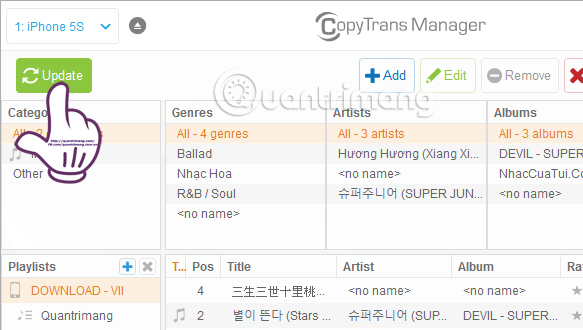 Đồng bộ file âm thanh vào iPhone