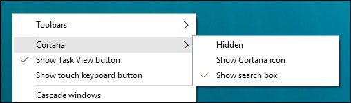 Cài đặt tìm kiếm Cortana