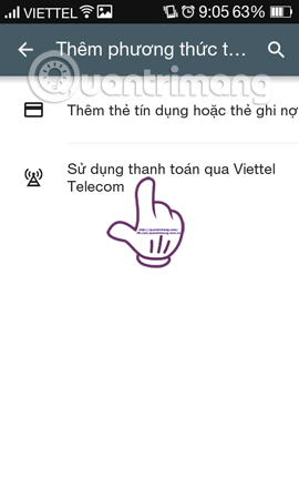Thanh toán qua Viettel Telecom
