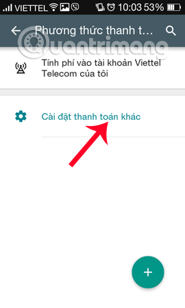 Cài đặt phương thức thanh toán