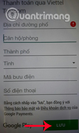 Nhập thông tin cá nhân