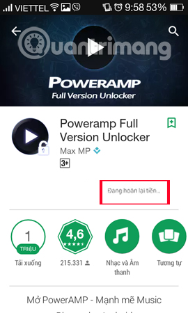 Hoàn trả lại phí mua ứng dụng