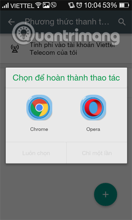 Chọn trình duyệt trên thiết bị 