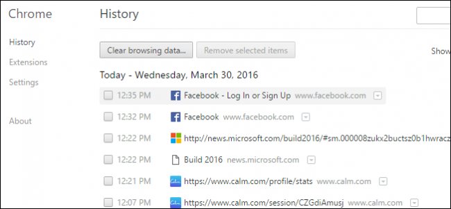 Lịch sử trình duyệt Google Chrome
