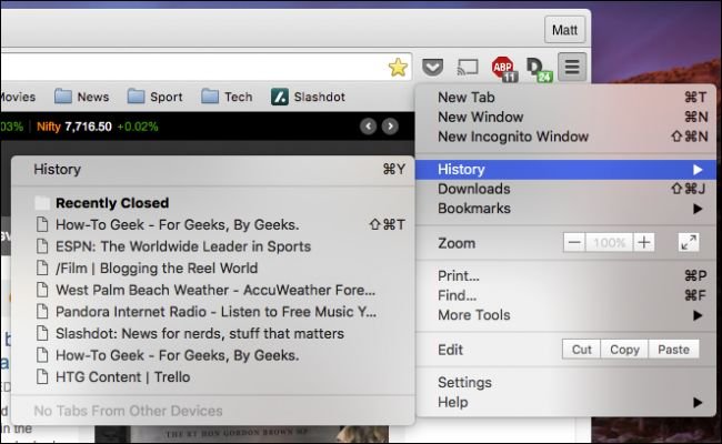 Lịch sử trình duyệt Google Chrome trên Mac Lịch sử trình duyệt Google Chrome trên Mac