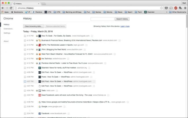 Giao diện cửa sổ lịch sử trình duyệt Google Chrome Giao diện cửa sổ lịch sử trình duyệt Google Chrome