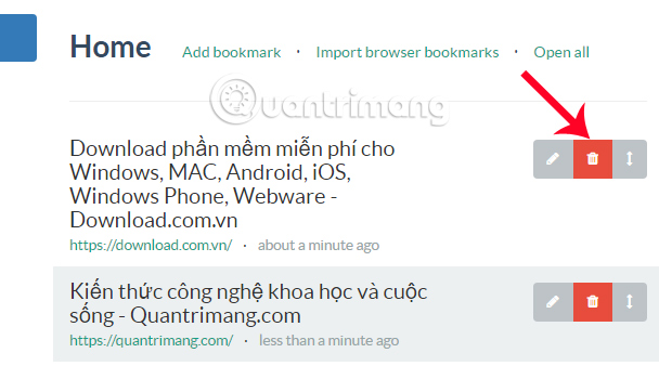 Tùy chỉnh danh sách bookmark Chrome