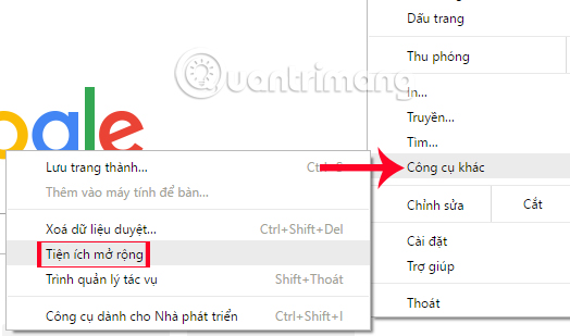 Tiện ích cài đặt trên Chrome