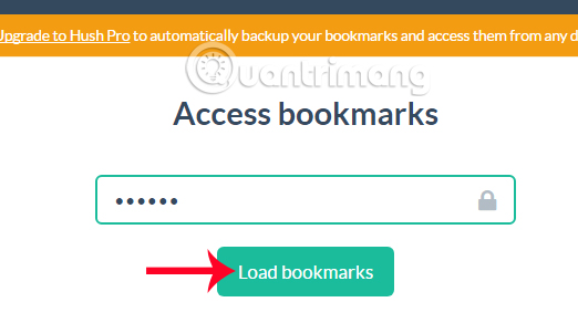 Nhập mật khẩu bảo mật bookmark