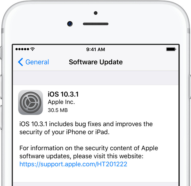 Người dùng có thể vào Settings > General > Software Update để cập nhật iOS 10.3.1 Người dùng có thể vào Settings > General > Software Update để cập nhật iOS 10.3.1