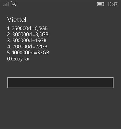 Gói cước với dung lương 33GB