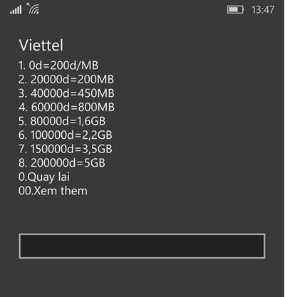 Danh sách các gói cước đăng ký 4G Viettel